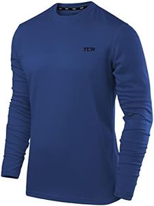 TCA Men's Element Long Sleeve Crew Neck Running Top - Twilight Blue, Medium