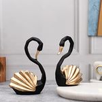 Craft Junction Resin Handcrafted Decorative Elegant Look Swan Pair Sculpture For Home Decor Showpiece Figurine, Pack of 1 (Multicolor)