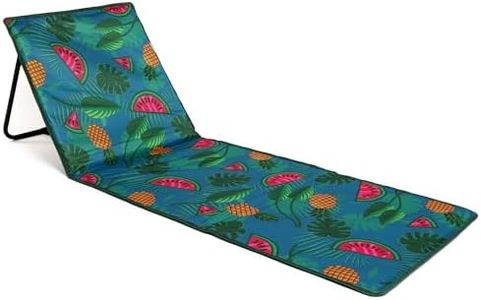 just be... Alfombrilla plegable para la playa ligera, portátil, ajustable para tomar el sol, reclinable con respaldo y bolsillo para objetos de valor para vacaciones, jardín, acampada, parques y