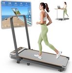 Foldable Treadmill with 10% Incline, 3.5HP Low Noise Walking Pad Treadmill with Handle Bar, Trisomy 2 in 1 Portable Under Desk Treadmills for Home/Office, 350 Lbs Capacity, APP & Remote Control