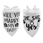 2PCS White Will You Marry My DAD She Said Yes Dog Wedding Engagement Bandana, LMSHOWOWO Dog Engagement Announcement Bandanas, Engagement Gifts Pet Scarf Accessories for Dog Lovers, Bridal Shower