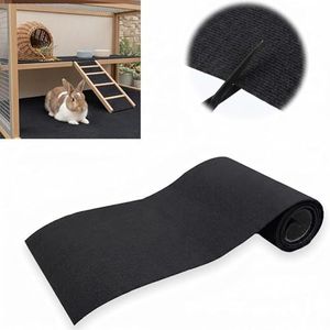 Rabbit Scratch Mat 12 Inch X 3.28 ft Self Adhesive Bunny Scratching Pad Cuttable Claw and for Cage Small Animal Scratching Rug for Biting Sleeping (Black) (Rabbit Mat 12 Inch X 3.28 ft)