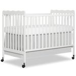 Dream On Me Carson Classic 3-in-1 Convertible Crib in White, Made of Sustainable Pinewood, Non-Toxic Finish, Comes with Locking Wheels, Wooden Nursery Furniture