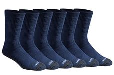 Dickies Men's Dri-Tech Moisture Control Casual Socks Multipack (Pack of 6), 3.0 Full Cushion Navy Marl (6 Pairs), Shoe Size: 6-12