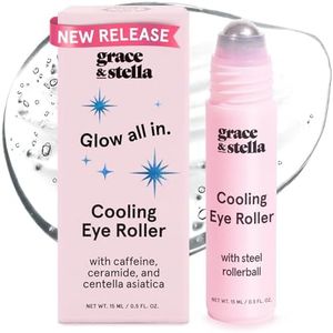 grace & stella Under Eye Brightener with Cooling Metal Rollerball - Ceramide & Caffeine Eye Cream for Puffy Eyes - Travel Size Toiletries - Vegan Skincare (15ml / 0.51floz)