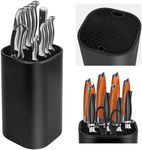 Knife Block Without Knives, Universal Knife Block, Detachable Knife Holder, Space Saver Knife Storage Holder with Scissors Slot, Sharpening Bar Slot, Kitchen Knife Holder Black