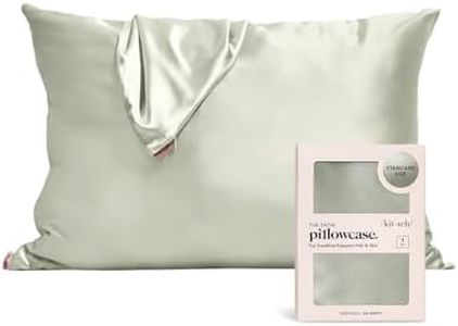 Kitsch Satin Pillowcase with Zipper for Hair & Skin - Softer Than Silk Pillow Cases, Smooth Cooling Pillow Cover, Machine Washable, Wrinkle-Free - Queen/Standard (19x26) - Sage