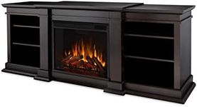 Real Flame Fresno 72" TV Stand with Electric Fireplace Dark Walnut, Entertainment Center with Electric Fireplace, Living Room TV Stand with Fireplace, fits up to 70" TV