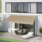 CLIPOP 3 x 1.2 m Standing Manual Awning Patio Awning Gazebo Canopy Complete with Fittings and Winder Handle, Sun Shade Shelter Retractable (Beige)