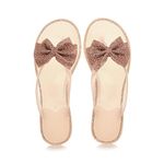 AJVANI Flat Jelly Diamante Bow flip Flops Toe Post Sandals Size 5 38 Rose Gold