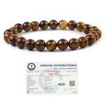 Reiki Crystal Products Certified Tiger Eye Bracelet, Tiger Eye Bracelet Original, Tiger Eye 8 Mm Bracelet, Tiger Eye Bracelet For Courage, Protector And Will Power - Boys