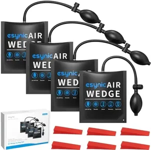eSynic 4 Pack Heavy-Duty Air Wedge Bag Kit – 300lbs Polyurethane Rubber Door Lifting Bag with Quick-Release Valve & 6 Wedges Durable Air Shim Pump Up to 2" Lift Height for Door Window Installation