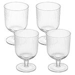 Navaris Snifter Glasses (Set of 4) - 10 oz Glass Snifters for Whiskey, Wine, Brandy, Drinks, Desserts - Decorative Fluted Glassware - Dishwasher-Safe