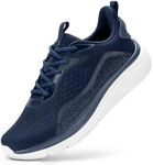 FitVille Extra Wide Running Shoes Men's Walking Shoes Breathable Sports Shoes Cushioning Road Running Shoes Comfortable Jogging Shoes Lightweight Non-Slip Trainers, Navy, 46 EU X-Weit