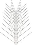 VIIRKUJA Bird Spikes 3 Metres Stainless Steel Pigeon Repellent 4 Rows Total Length 300 cm 12 Elements 25 cm Bird Repellent with Click Closure and Predetermined Breaking Points, Bug-a-Salt