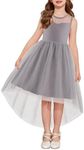 Arshiner Girls Formal Dress Summer Special Occasion Sparkly Tulle High Low Sundress Grey Sparkle