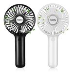 Miady 2-Pack 5000mAh Handheld Portable Fan(7-20 Hours Runtime), USB C Rechargeable Battery Operated 3 Speed Mini fan for Home Office Travel Outdoor and Camping