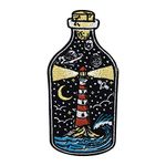 Lighthouse in a Bottle Iron-On Patch | Sea Patch, Moon Iron on Patches, Stars Embroidery Patch, Wave ironable Patch, Planets Badges Finally Home