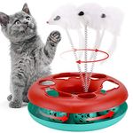 Pawzone Interactive Cat Toys Roller, Spring Cat Toys with Catnip, Kitten Tracks, Pet Toy with Moving Balls Teaser Mouse Exercise