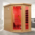 iDOTODO Infrared Sauna Room with Recliner, One Person Infrared Sauna Home, 220V，2300W, 4 Heating Tubes, 4 Carbon Crystal Heating Panel, Bluetooth Speakers, 7 Color Light, Oxygen Bar（Open Door Right ）