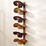 TIPSYTREE Cowboy Hat Holder Cowboy Hat Rack,6 Pieces Hat Rack for Cowboy Hats with Wooden Board, Metal Cowboy Hat Holder Wall Storage Hat Holder Organizer for Hat Collection Room Décor