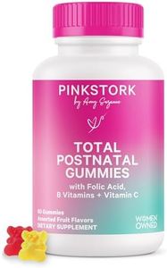 Pink Stork Total Postnatal Vitamin Gummies - Multivitamin for Postpartum Recovery and Lactation Support - Folic Acid, B6, & Vitamin C - Breastfeeding Essentials - 60 Gummy Vitamins
