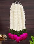 Divyakosh Garlands for Home Decoration, Lotus Hangings (Pack of 7 Pcs, Size 14 Inch Each) | Offwhite Fabric & Solawood Lotus Buds | Flower Garlands for Home Decoration |