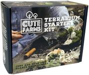 Cute Farms Terrarium Starter Kit | Moss, Vermiculite, Soil, Plant Food, Brush, Build and Care Guide | DIY Succulent Terrarium Kit for Adults and Kids