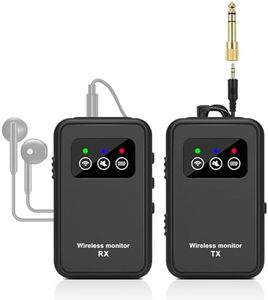 Kadjuh Stereo Wireless in-Ear Monitor System 2.4G Wireless IEM System Stage Monitor with Transmitter Beltpack Receiver Automatic Pairing, 164ft for Studio, Band, Live Performance