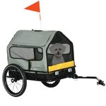 Aosom 3 in 1 Dog Bike Trailer, Pet Cargo, Pet House with Safety Leash, Hitch, Quick-Release Wheels, Flag, Reflectors, Cushion, Dog Wagon for Small Dogs, Grey