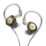 Concept Kart Kz Edx Pro Iem Earphone, Hifi Stereo Special Dual Magnetic Circuit Dynamic Driver Resin Inlay Metal Process In-Ear Monitors Earbuds With 5N Ofc 2Pin Detachable Cable, Black