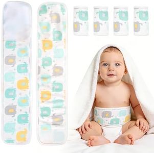 HEINALOUS 4-Pack Baby Umbilical Cord Belly Bands, Elephant Cartoon Pattern, Soft Cotton Adjustable Newborn Belly Button Wrap (Elephant-2)