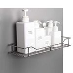 Zurato Self Adhesive Bathroon Storage Rack Shower Caddy Cosmetic Holder Shelf Basket Stainless Steel (Silver)