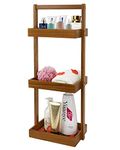 Utoplike Teak Wood Shower Caddy Corner, 3 Tier Standing Shower Organizer with Handle, Bathroom Stand Up Shower Caddy Basket for Shampoo, Shelf Rack for Inside Shower, for Bath, Office, Kitchen Desktop