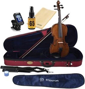 Stentor 1500-4/4 Violin Student II Hand Crafted Solid Tonewood Instrument with True Tune Chromatic Tuner, Polish and Polishing Cloth (4/4)