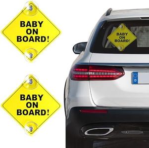 povtii 2PCS Student Driver Sign for Car Window, 5×5 Inch Please Be Patient Student Driver Warning Sticker, Removable New Driver Safety Sign Decal with Suction Cups, Car Accessories (Baby On Board)