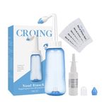 CROING - 𝗡𝗲𝘁𝗶 𝗣𝗼𝘁 - 40 x Sinus Rinse Mix + 1x Nasal Wash Bottle (300ml)+1 x Spray Bottle (50ml), Nasal Rinse Sachets Kit, Neti Pot Salt, Nasal Irrigation,Nasal Douche,Sinus Relief