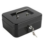 Xydled Locking Steel Medium Cash Box with Removable Coin Tray and Key Lock,7.87"x 6.30"x 3.54"