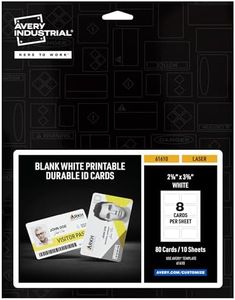 Avery Durable ID Cards, Laser Printable on Both Sides, Blank White, 80 Total, 2.125" x 3.375" (61610)