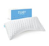 Zoey Sleep Side Sleep Pillow for Neck and Shoulder Pain Relief - Adjustable Memory Foam Bed Pillows for Sleeping - Soft Plush Machine Washable Pillow Cover - King Size Bed Pillow 19" x 36"