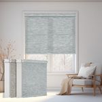 Boolegon Cordless Roller Window Shades Light Filtering Striped Jacquard Luxury Style Roller Blinds with Cassette Valance Thermal Insulated Roll Up Blinds for Windows, Door, Gray, Custom Size