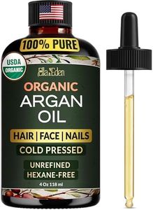 Ella & Eden Organic Argan Oil for Hair with Glass Dropper 4 Fl Oz | USDA Certified 100% Pure Cold-Pressed Hexane-Free Moisturizing Argan Oil for Face All Skin Types