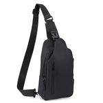 SKAIV Sling Crossbody Bag For Men Women, Mini Waterproof Backpack Shoulder Daypack Mini Anti-Theft Cross Body Chest Bags With Usb Charger Port For Casual Travel Hiking Outdoor Sports (Style-4 Black)