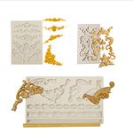 Clay Border Mold, 3 Packs Baroque Silcone Lace Moulds for Frame Candy Wedding Cake Decoration Cupcake Topper, Border for Birthday Halloween