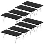 Teruntrue 8 Packs Black Fitted Tablecloth for 6 Foot Rectangle Tables, Spandex Fitted Table Cover, 30"x72" Waterproof Reusable Elastic Edge Card Folding Table Cover for Wedding Banquet Party Picnic