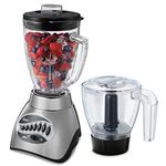 Oster Classic Series 16 Speed Blender with Food Chopper and Glass Jar, Brushed Nickel