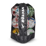 Vector X Extra Large Sports Ball Carrying Bag for 9 Balls (Kit Bag) (Black)