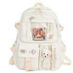 DKIIL NOIYB Kawaii Backpack With Kawaii Pin And Accessories, Large Capacity Cute Bear Accessories Backpack For School Multi Pocket Kawaii Handbag Japanese School Bag For Teen Girls 40 * 30 * 11cm