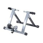 HOMCOM Turbo Trainer Magnetic Bike Trainer Indoor Exercise Bike Trainer Stand Magnetic Resistance Bicycle Training Stand for Mountain & Road Bikes 26'' to 28'' and 700C Wheels, Sliver