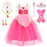 Sleeping Beauty Costume,Pink Aurora Princess Dress Princess Costume for Birthday Party Cosplay Little Girls